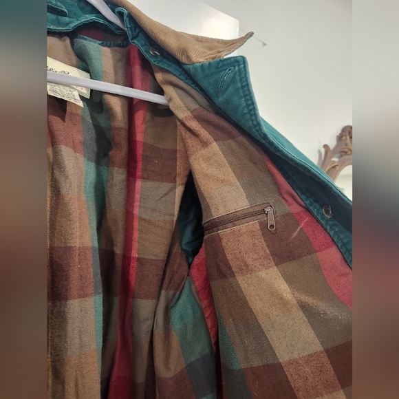 RARE VINTAGE EDDIE BAUER CHORE JACKET COAT MEDIUM GOOSE DOWN LINER GREEN BARN - Picture 14 of 16